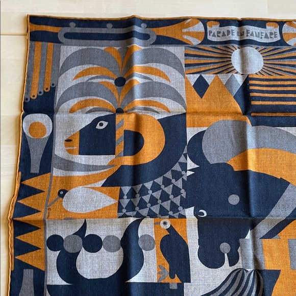 NWT Auth. Hermès 65 cm Cashmere/Silk Scarf “Parade en Fanfare” - Picture 7 of 13